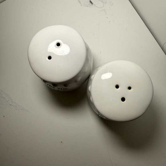 White Ceramic Hobnail Salt & Pepper Shakers, You're the Salt To My Pepper - Picture 5 of 7